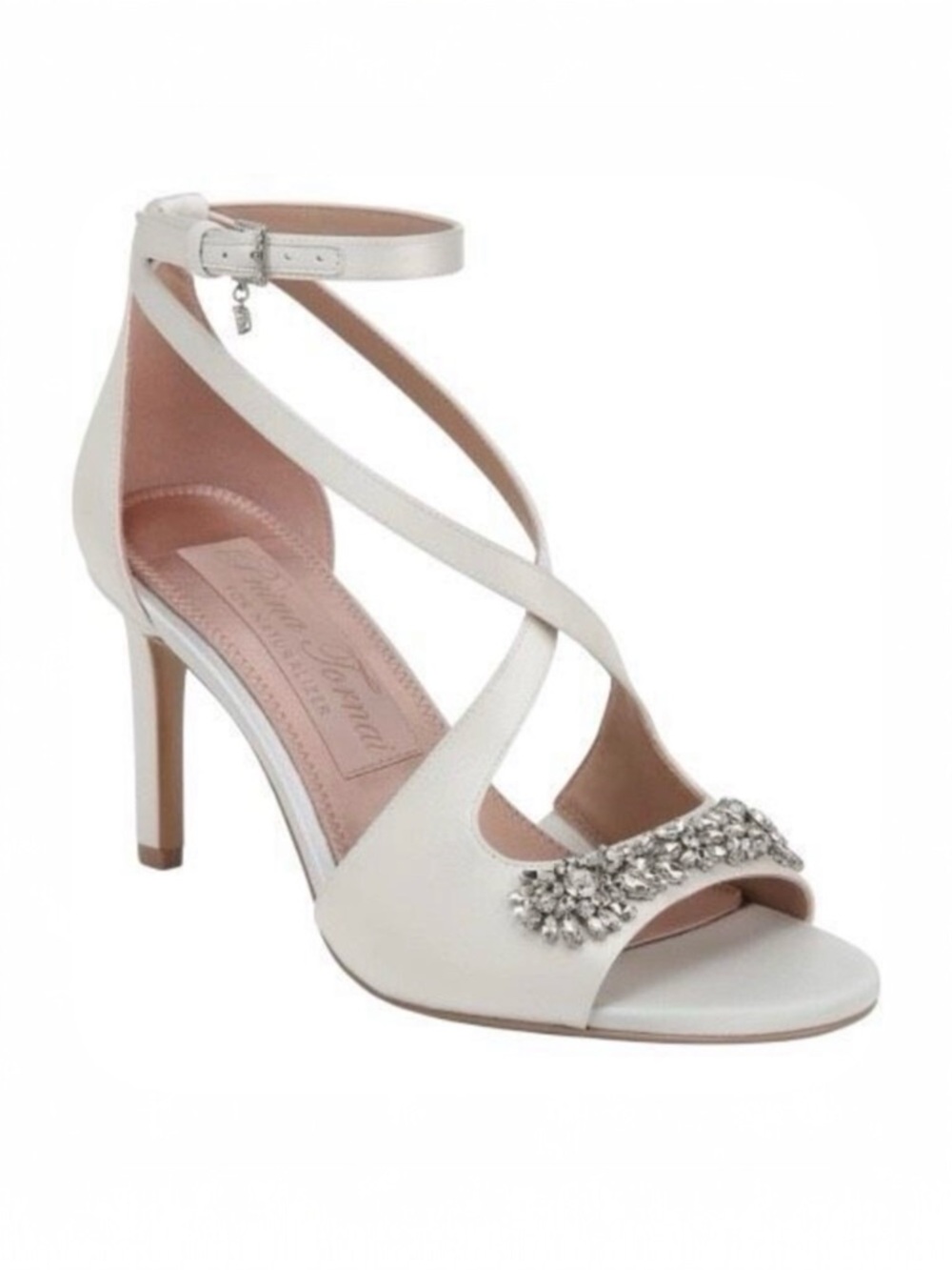 Pnina Tornai Naturalizer Amor Ankle Strap  Jewel White Luxe Bridal Sandal Sz 7.5